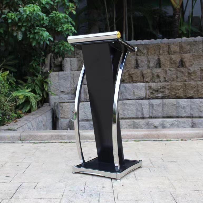 Bục phát biểu màu đen, inox gỗ công nghiệp hiện đại J63