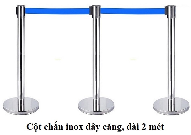 Cột chắn inox dây căng 2 mét màu xanh dương