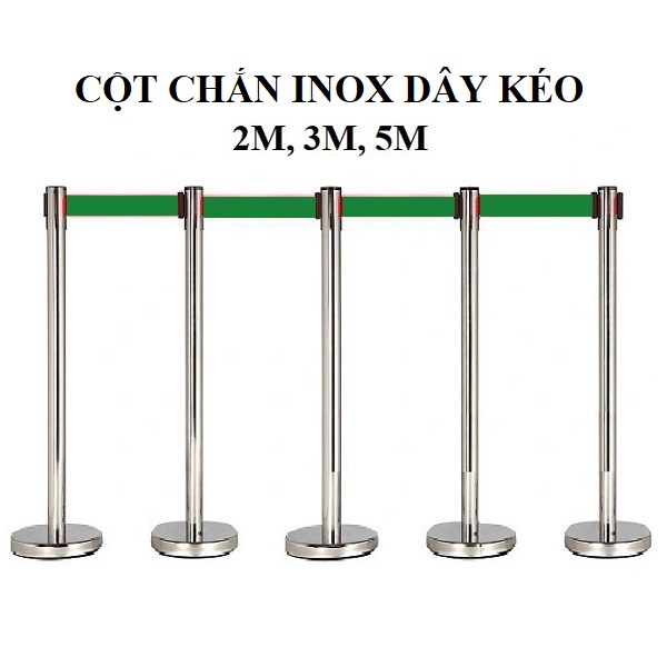 Cột chắn inox dây căng 5m màu xanh lá cây