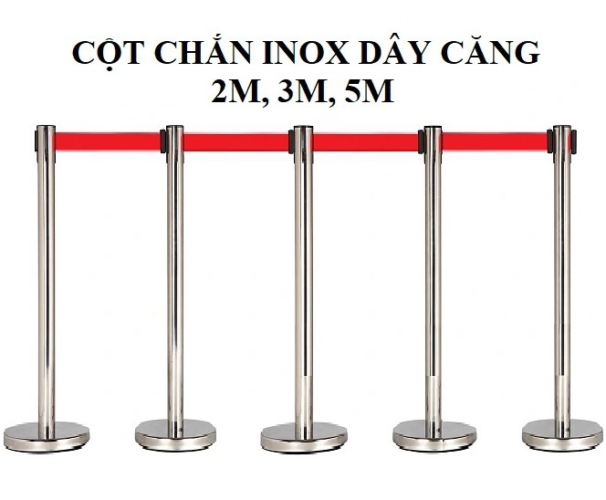 Cột chắn inox G28-H1 (đế bằng - dây căng)