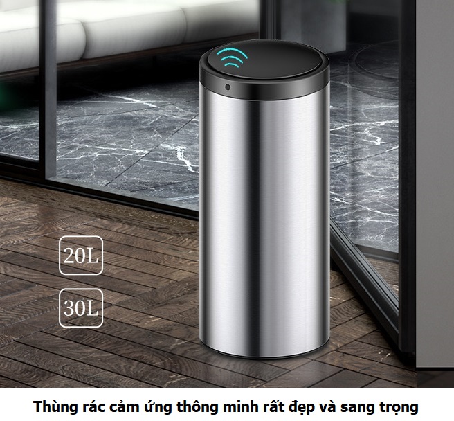 Thùng rác cảm ứng thông minh 20 lít (có sạc điện khi hết pin)