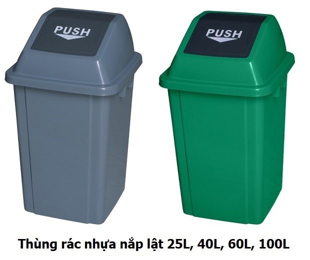 Thùng rác công nghiệp 100L nắp lật