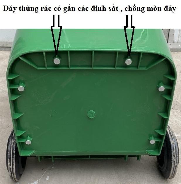 Thùng rác công nghiệp 120 lít có bánh xe màu Xanh Lá