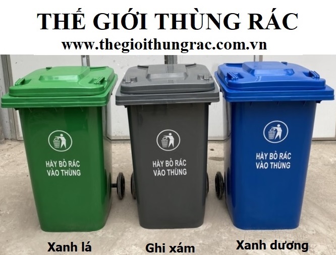 Thùng rác công nghiệp 240 lít màu xanh Dương