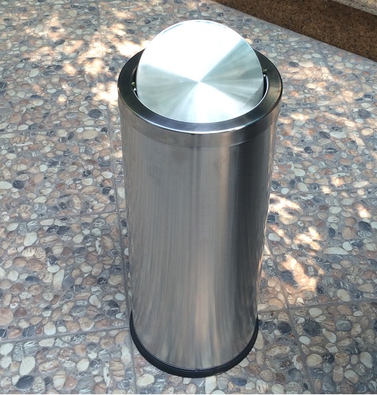 Thùng rác inox A35-O (nắp lật tròn)