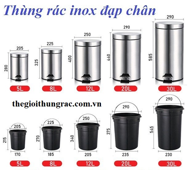 thùng rác inox đạp chân