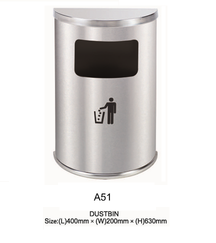 Thùng rác inox hình bán nguyệt A51