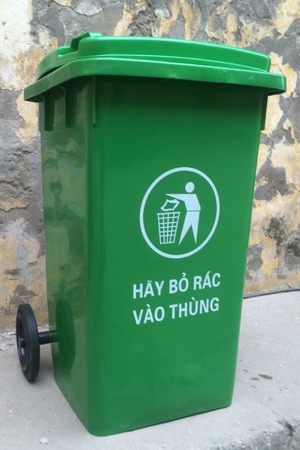 Thùng rác nhựa có bánh xe 100 lít màu Xanh Lá