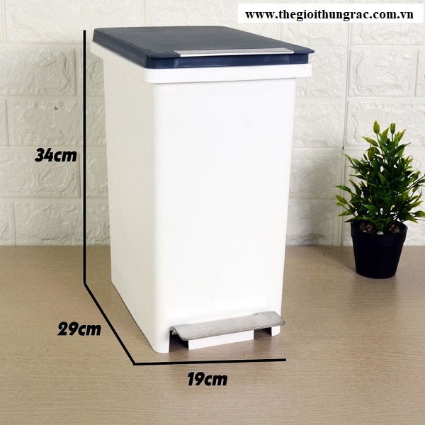 Thùng rác nhựa đạp chân Fitis 10 lít màu trắng