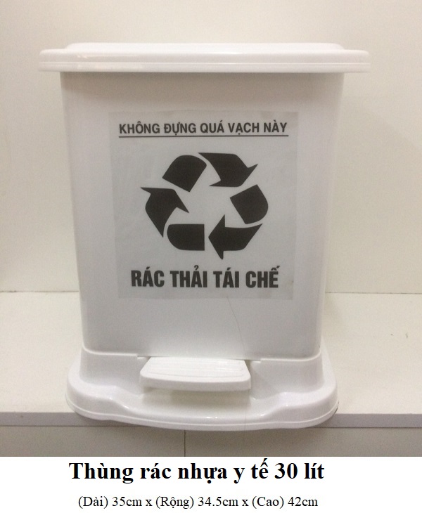 Thùng rác nhựa y tế 30 lít màu trắng