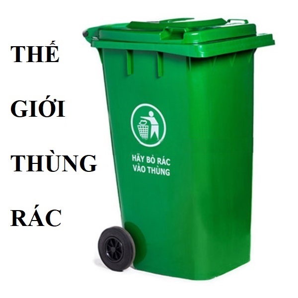 Thùng rác to có bánh xe màu xanh lá 360L