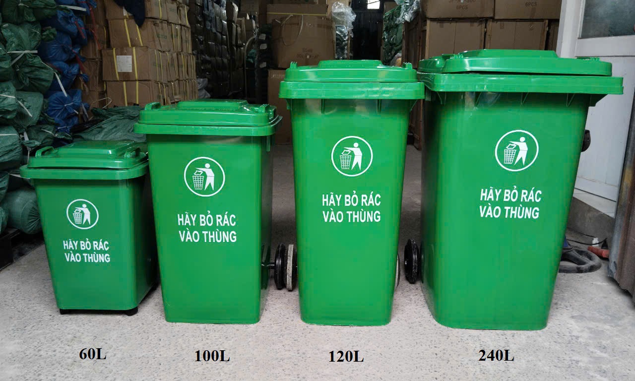 thùng rác xanh, thùng rác nhựa màu xanh, thùng rác nhựa có bánh xe, thùng rác nhựa gia đình, thùng rác to