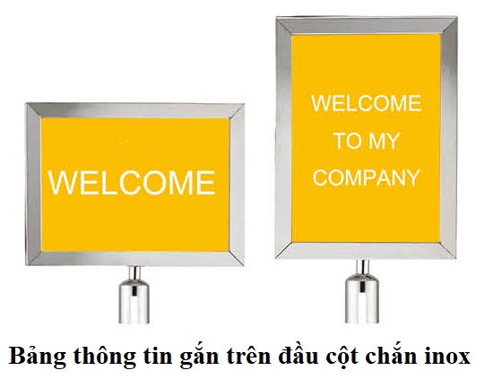 Bảng thông tin gắn trên đầu cột chắn inox