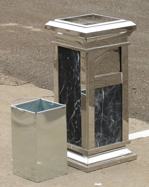 Thùng rác inox trắng đá hoa cương A15