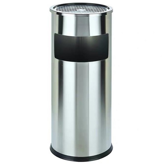 Thùng rác inox tròn có gạt tàn thuốc lá A35-A (Màu Trắng)