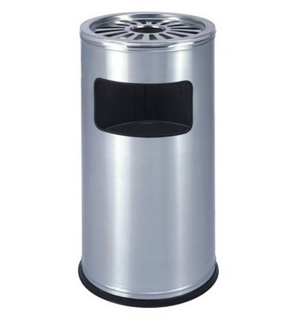 Thùng rác inox tròn có gạt tàn thuốc lá A35-Y