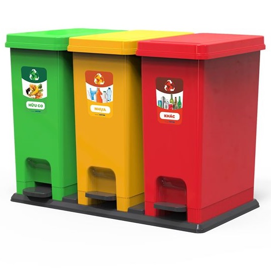 Thùng rác nhựa bộ 3 phân loại rác Duy Tân