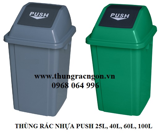 Thùng Rác Nhựa Nắp Lật PUSH 25-40-60-100L