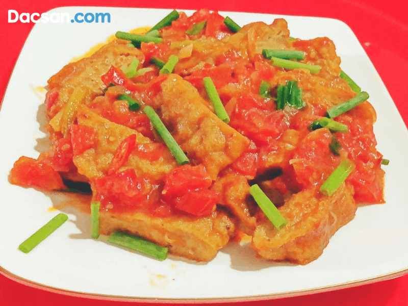 chả mỡ nướng sốt cà chua