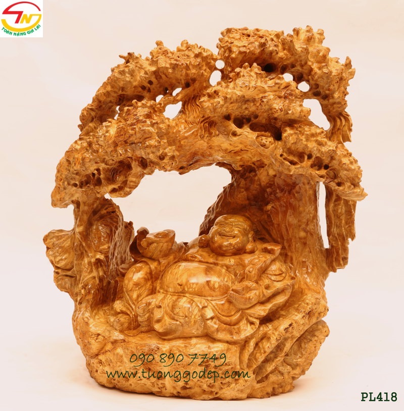 Phật Di Lặc gỗ nu nghiến