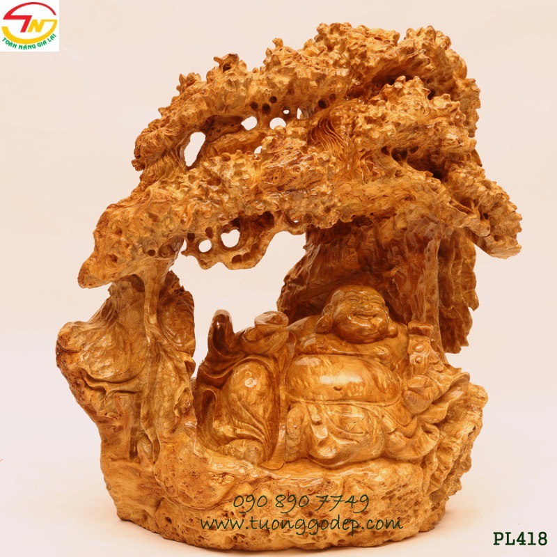 Phật Di Lặc gỗ nu nghiến