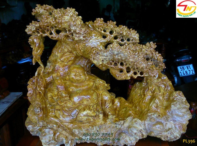 Phật Di Lặc gỗ nu nghiến