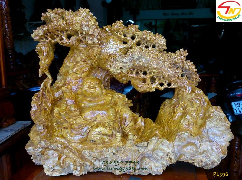 Phật Di Lặc gỗ nu nghiến