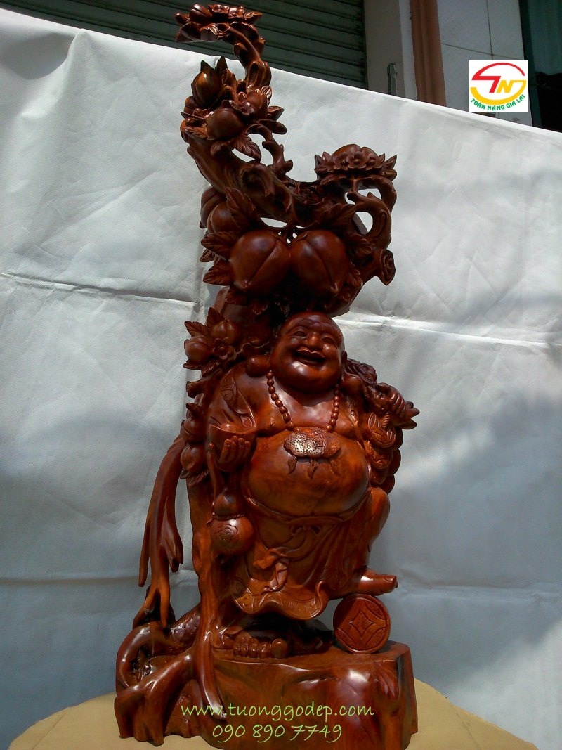 Phật Di Lặc Đứng gốc Đào, Gỗ hương - PL179