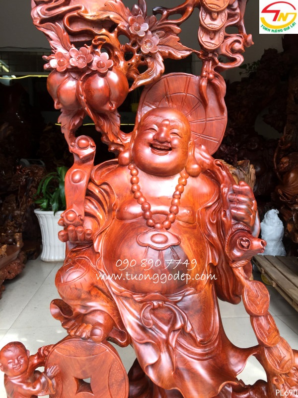 tượng di lặc bằng gỗ hương
