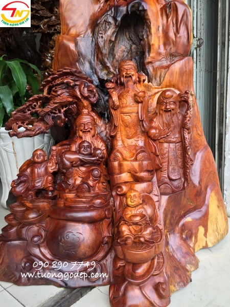 Tượng Phúc Lộc Thọ bằng gỗ hương