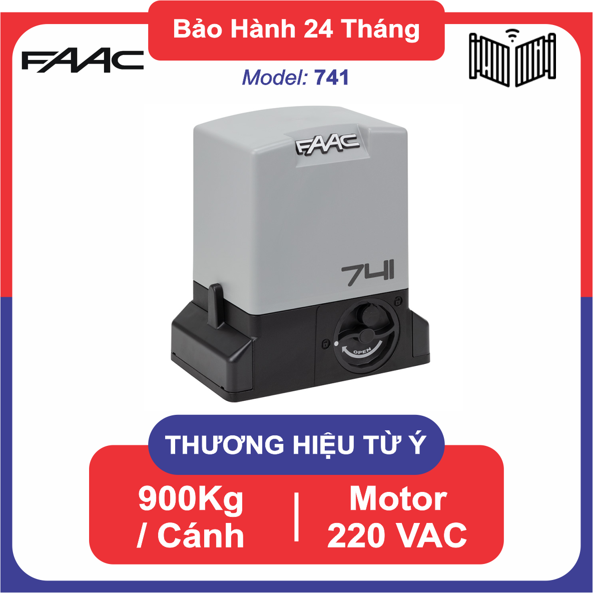 Cổng tự động trượt ngang motor lùa FAAC 741