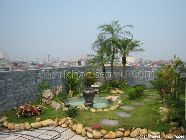 Trang trí tiểu cảnh thác nước sân thượng Trang trí tiểu cảnh thác nước sân thượng