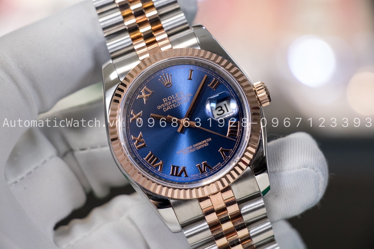 Đồng hồ Rolex Oyster Perpetual Datejust Blue Dial Steel And 18k rose gold Jubilee 116231 Replica