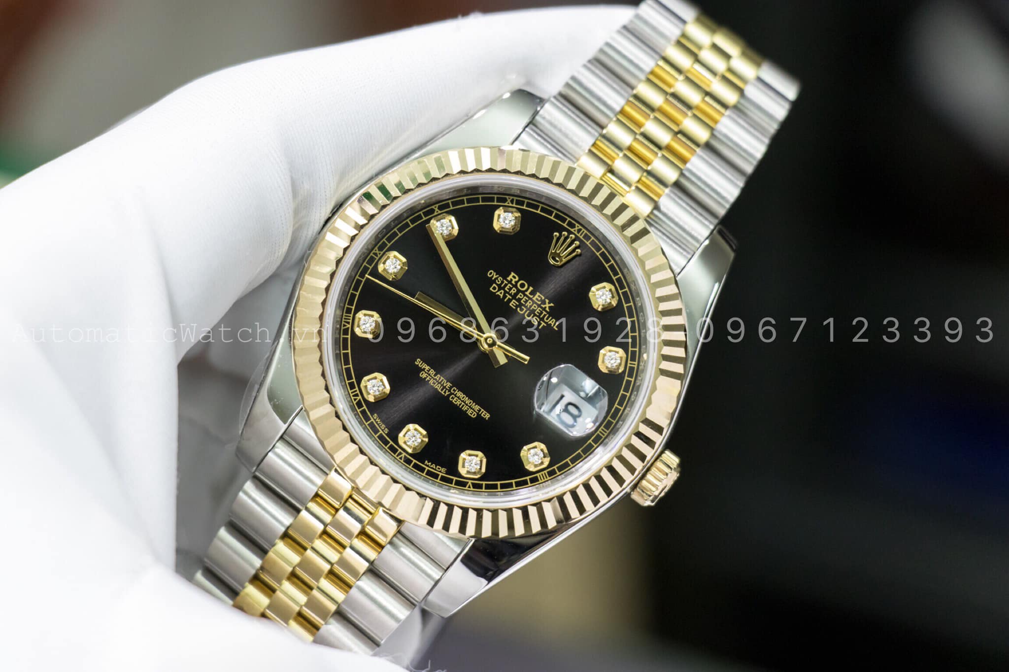 Đồng Hồ Rolex Date just Replica 41 Black Dial Steel and 18K Yellow Gold Jubilee 126333