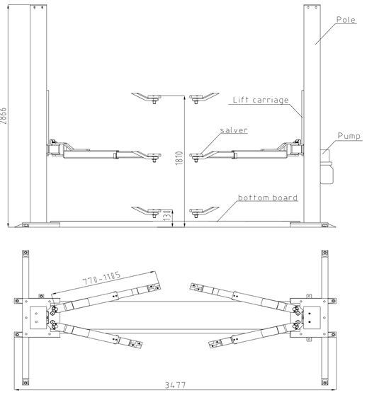 Cầu nâng 2 trụ torin chất lượng cao