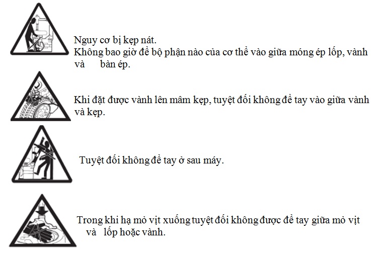 Cánh báo nguy hiểm khi sử dụng máy ra vào lốp