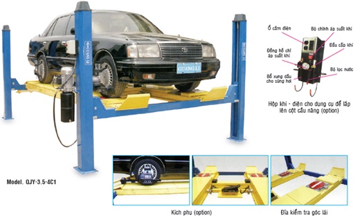 cầu nâng 4 trụ phổ biến hiện nay