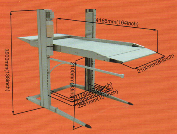 Cầu nâng đỗ xe gia đình GC-2.8TPA, kích thước cầu