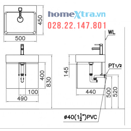 Tủ lavabo CAESAR LF5253+EH05253A