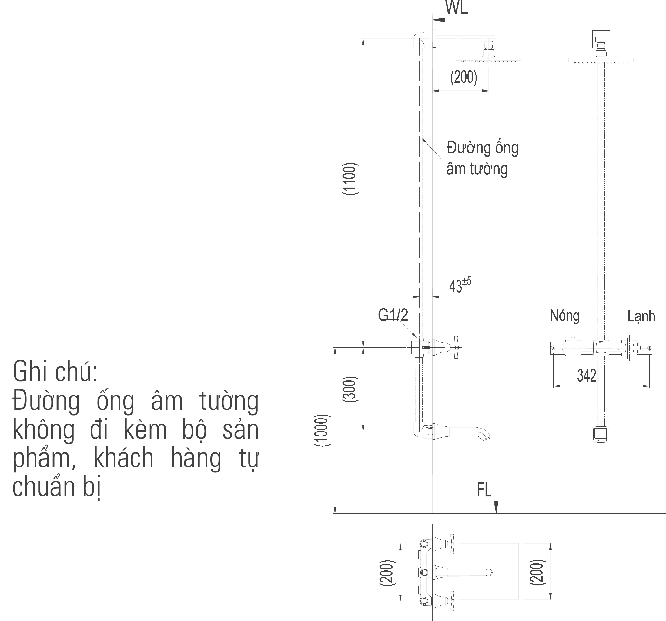 homextra.vn-Sen cây tắm âm tường cao cấp INAX BFV-81SEW