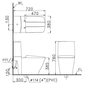 Bồn Cầu Hai Khối - Hai Chế Độ Xả CAESAR CD1346