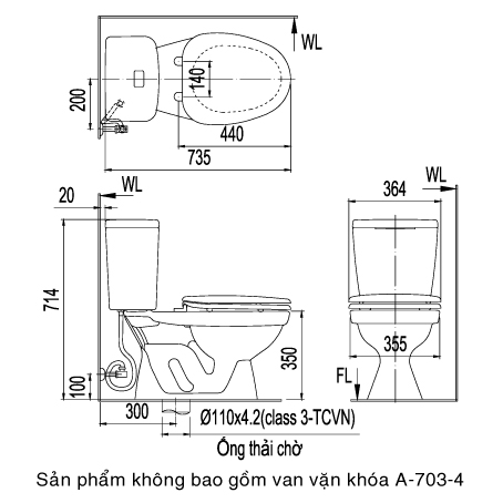 Bồn cầu 2 khối Inax C-108VA-homextra.vn