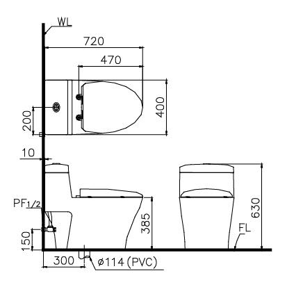 Bồn Cầu Một Khối - Hai Chế Độ Xả CAESAR CD1356