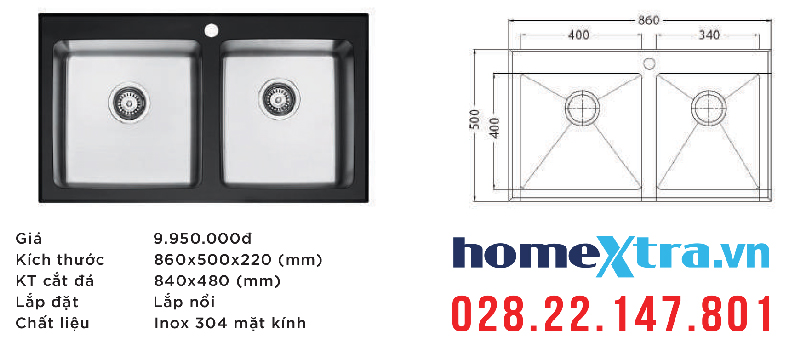 Chậu rửa chén Carysil IC-SG02