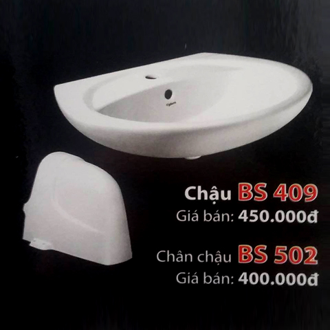 Chậu lavabo treo tường Viglacera BS409 và chân chậu BS502