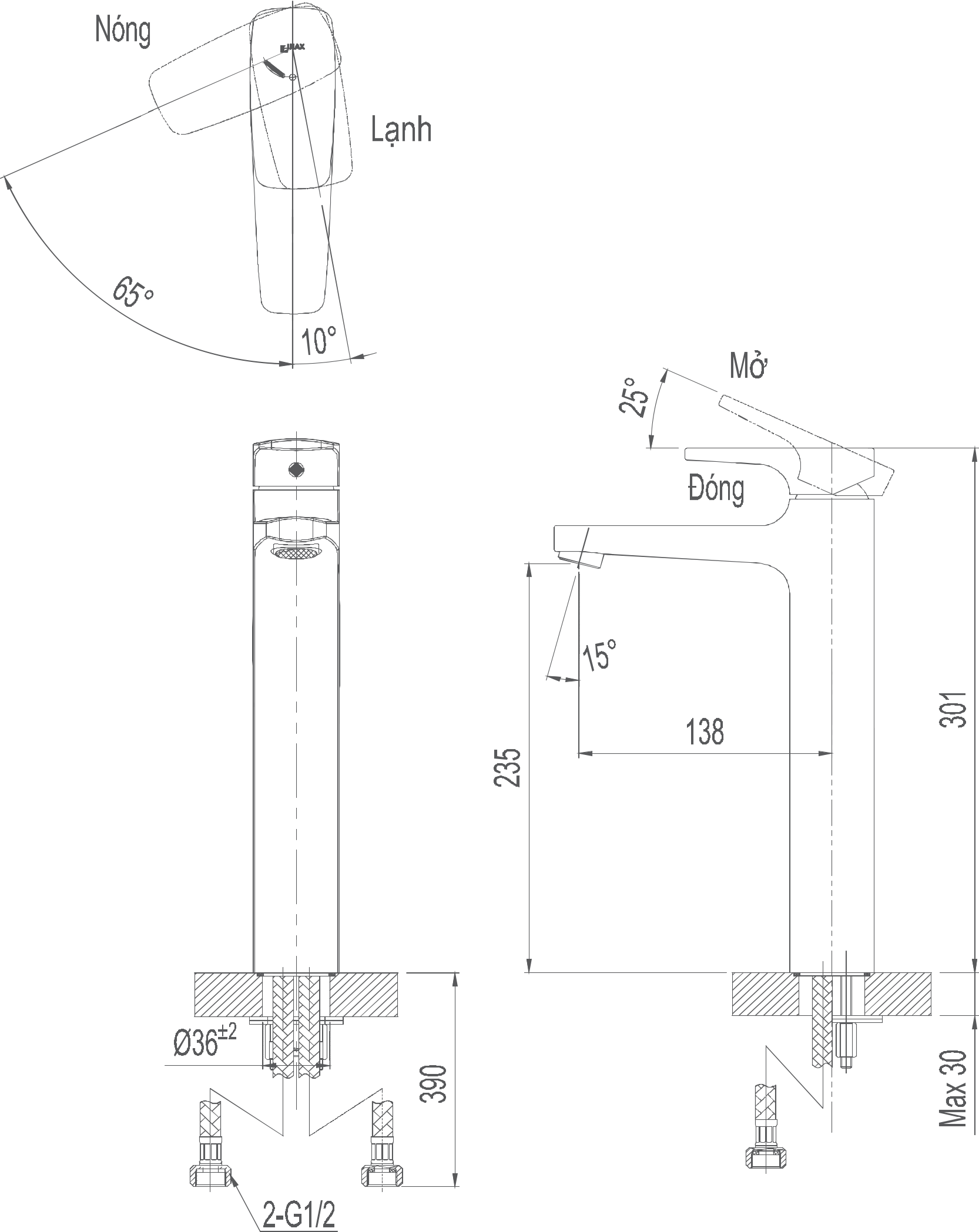 homextra - Vòi lavabo đặt bàn Inax LFV-5000SH