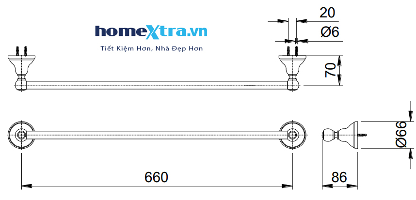 Thanh vắt khăn TOTO TX701AC