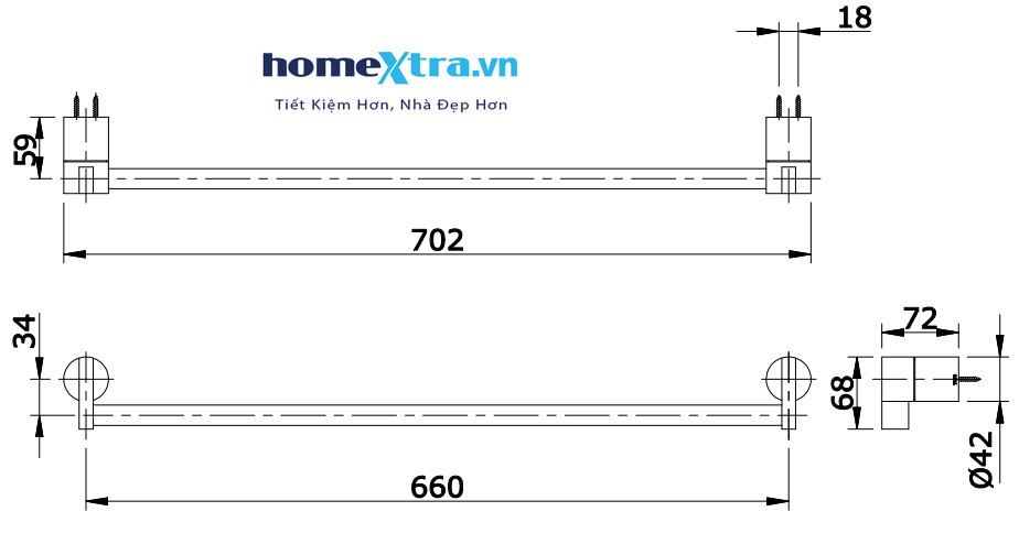 Thanh vắt khăn TOTO TX701AE