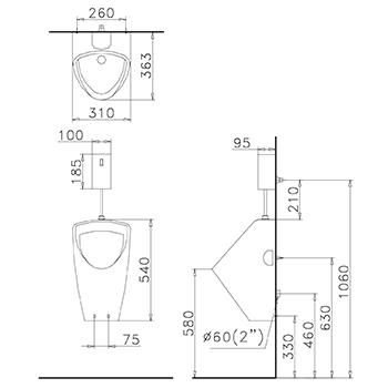 Bệ Tiểu Nam - Treo Tường CAESAR U0262