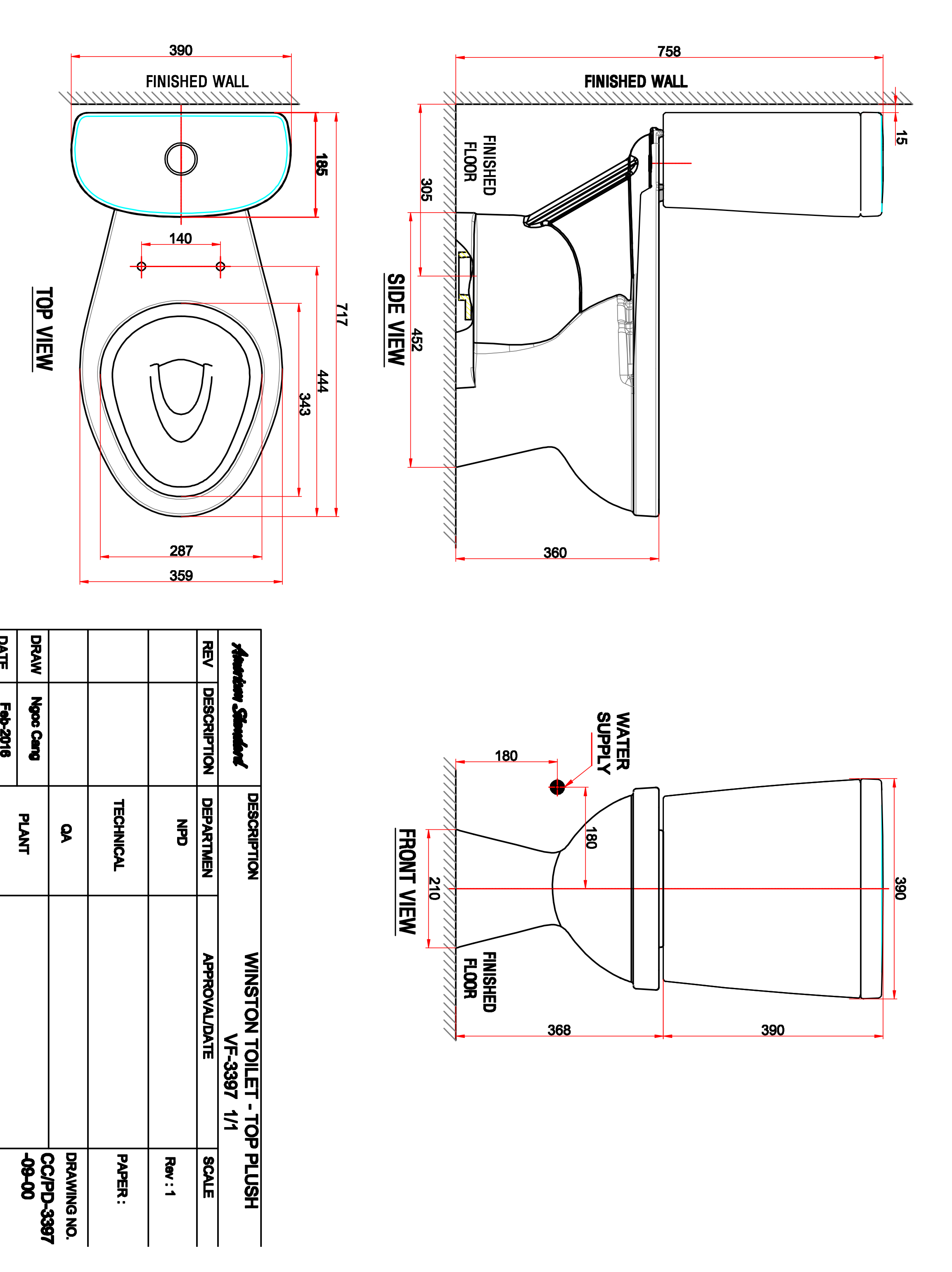 homextra.vn - Bồn cầu 2 khối American Standard Winplus VF-2397